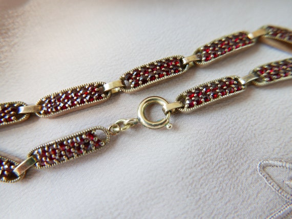 Vintage garnet Link Bracelet-Vintage Bracelet Gar… - image 5