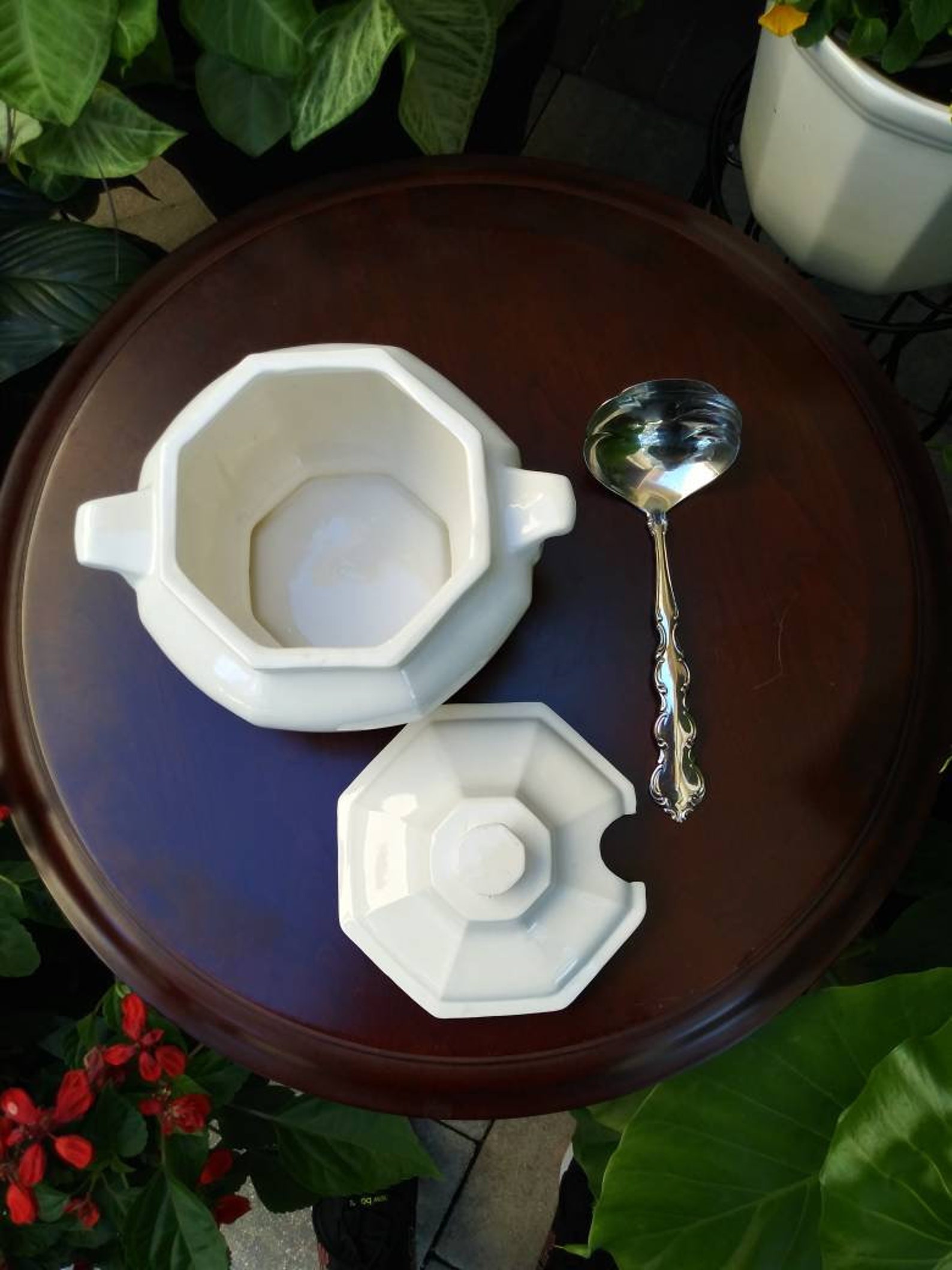 Japan Vintage Sauce Dish With Slotted Lid Octagonal White Etsy Israel