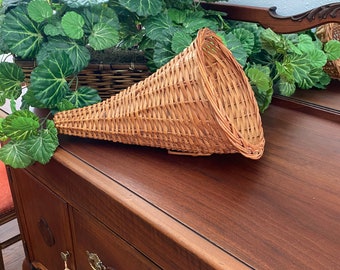 Large Woven Thanksgiving Cornucopia, Rattan, Basket, Weave, Brown, Holiday, Horn of Plenty, Wicker, Bamboo, Holiday Decor, Dining, Sturdy