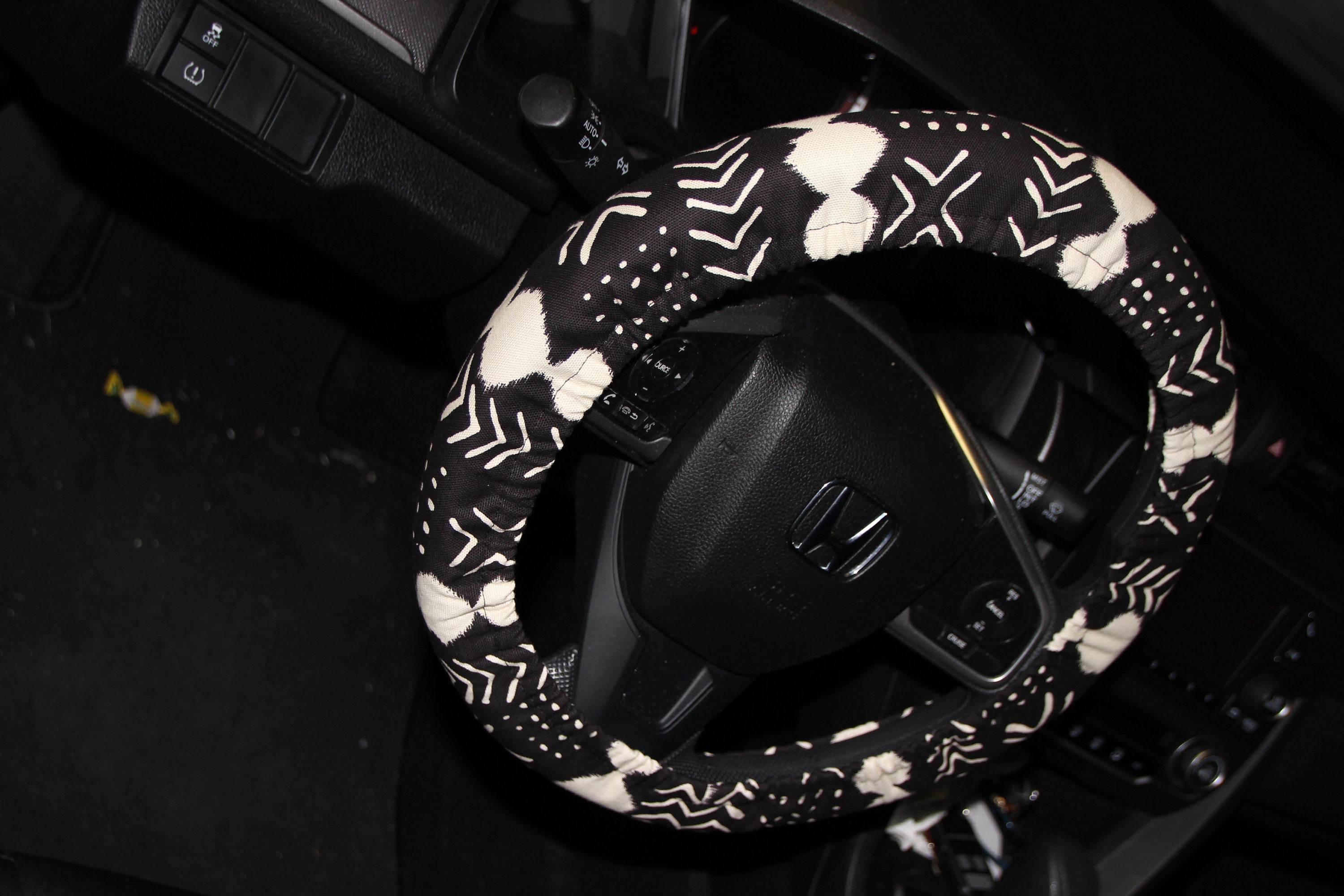 Aztec Steering wheel cover Black and White wheel cover Etsy