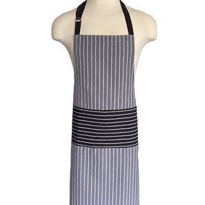 Plus Size Striped Unisex Apron / Gray Striped Plus Size Apron / Striped Apron / Modern Apron / Unisex Apron /