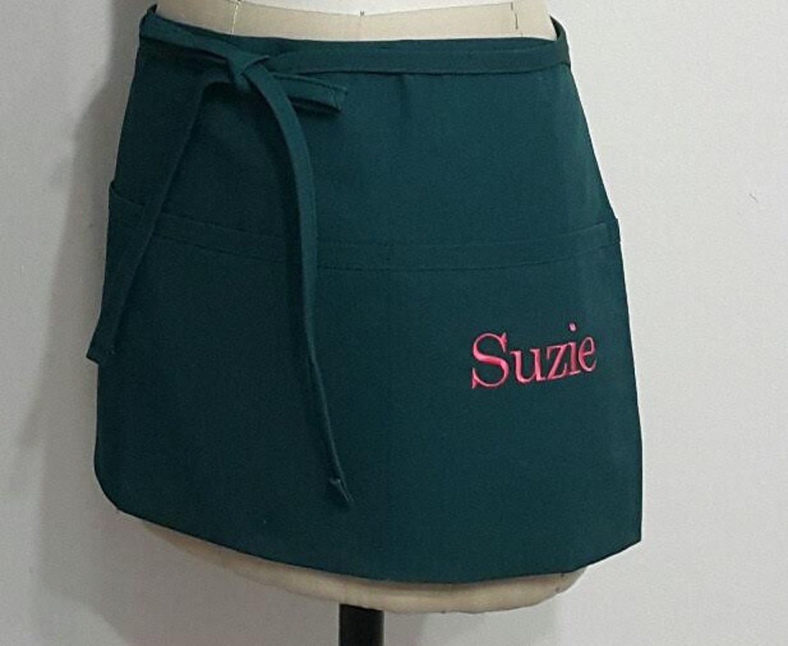 Waitress Half Aprons/ Embroidery Name Aprons/ Black Half Etsy