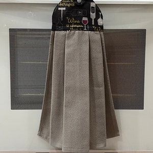 Wine Theme Hanging Dish Towel/Hanging Towel/Oven Towel/Decorative Towel/Coffee Patterns Hanging Towel/Kitchen Décor/