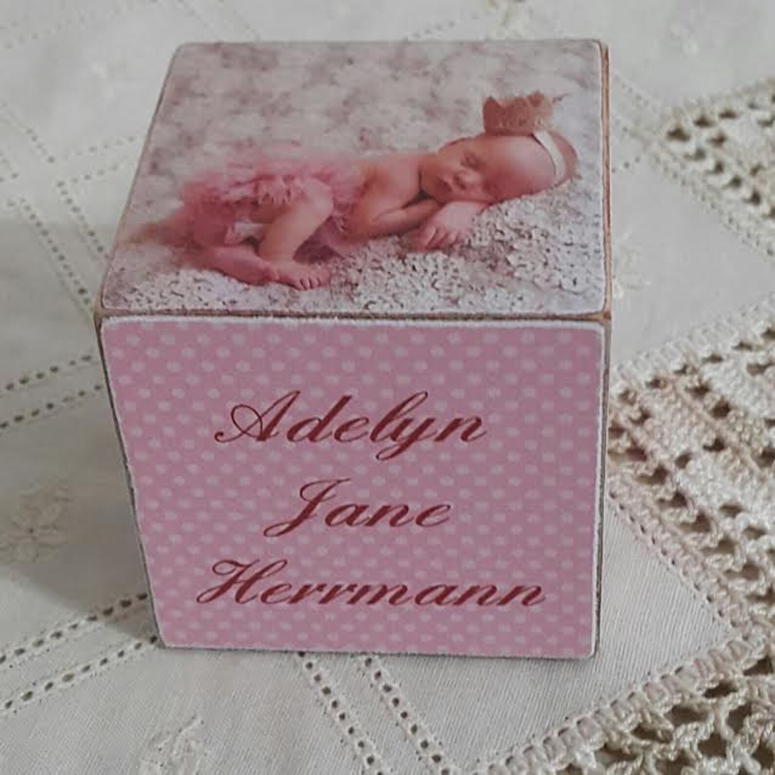 Baby Girl Personalized Wooden Block / Baptism Block/ Baby Etsy