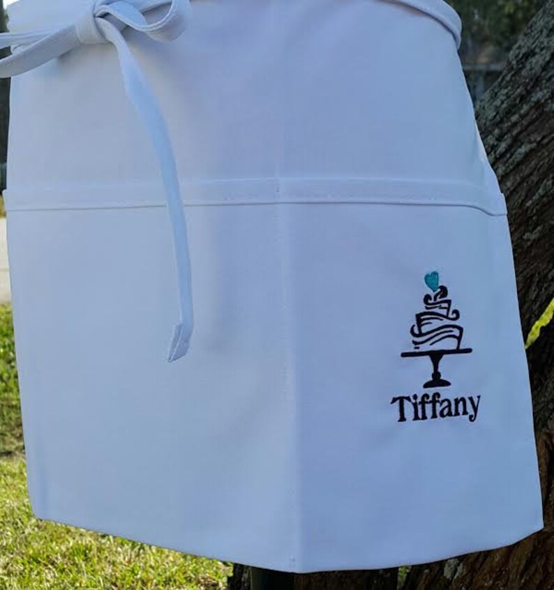 Waitress Half Aprons/ embroidery name aprons/ black half Etsy