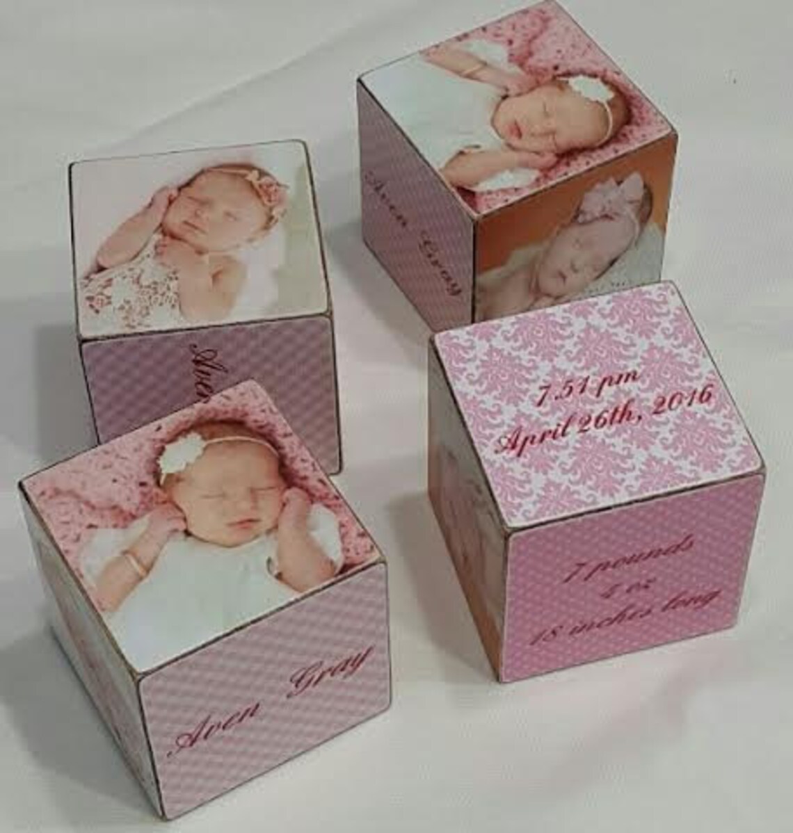 Baby Announcement Wooden Blocks Pictures Blocks New Baby Etsy