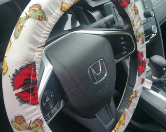 Butterfly Steering Wheel cover /Black and White Cover/ white gray and beige wheel cover /Blue with multi color butterfly.