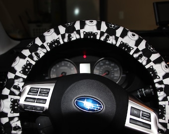 SALE) Steering wheel cover- Pets lovers Black and white wheel cover- Cats and Dogs wheel cover - Car accessories.