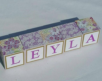 Purple and Gold Wooden Blocks /Leyla Personalized Blocks / Baby Shower Gift wooden blocks / Nursery decoration name Blocks / New Mommy gift