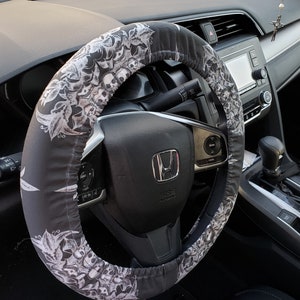 Steering Wheel Cover Black with Skeletons - Halloween Steering Wheel - Steering Wheel Cover For Men - Dad Gift Idea