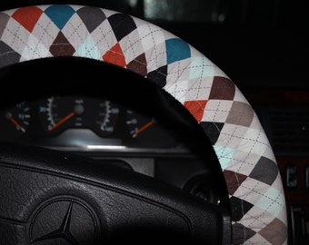 Protège-volant gris Argyle - Protège-volant pour femme - Accessoires voiture -