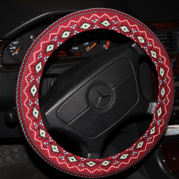 Aztca Steering Wheel Cover .Burgundy Wheel Cover .