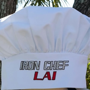 Iron Chef Hat / White chef Hat / Personalized Hat / Chef Hat/ Hostess gift idea .