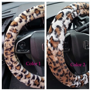 Faux Fur Plush Cheetah Print Steering Wheel Cover - Car Accessories - Women Car Accessories - Unique Gift - Mothers Day Gift - Fun Gift