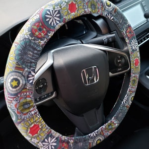 Multicolor Mandala Pattern Steering Wheel Cover - Women Car Accessories - Women Gift - Holiday Gift - Grandma Gift