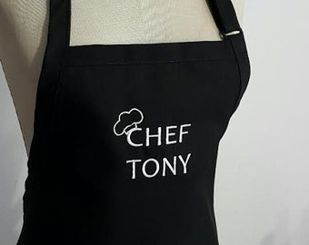 Personalized Men's Apron with "Chef and Name" - Mens aprons, mens grilling apron, mens tall aprons, mens BBQ aprons
