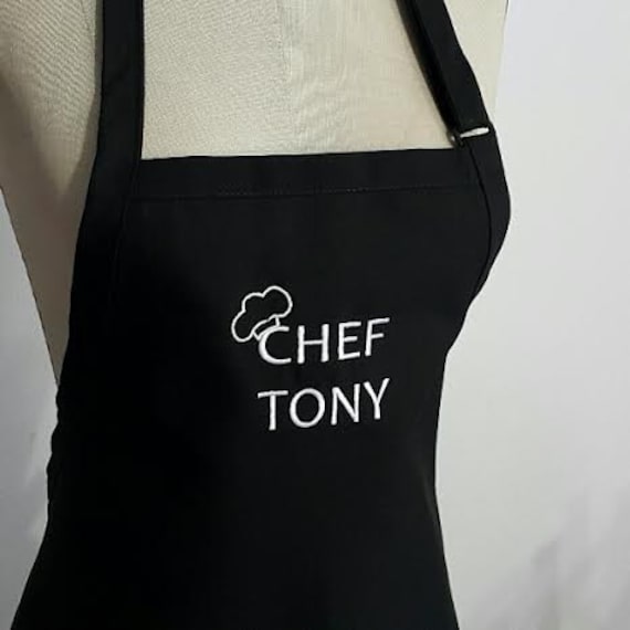 Personalized Men's Apron with "Chef and Name" - Mens aprons, mens grilling apron, mens tall aprons, mens BBQ aprons