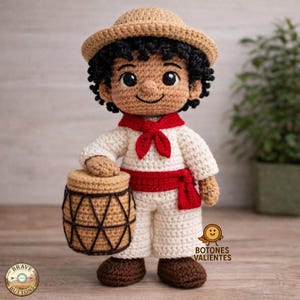 Patrón de ganchillo Bomba Boy en PDF / Amigurumi de arte popular puertorriqueño / Edición actualizada 2026 / Descarga instantánea / Muñeco de herencia boricua