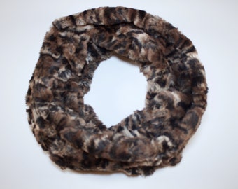 MinkyBobcat Faux Fur Infinity Scarf, polar mitts