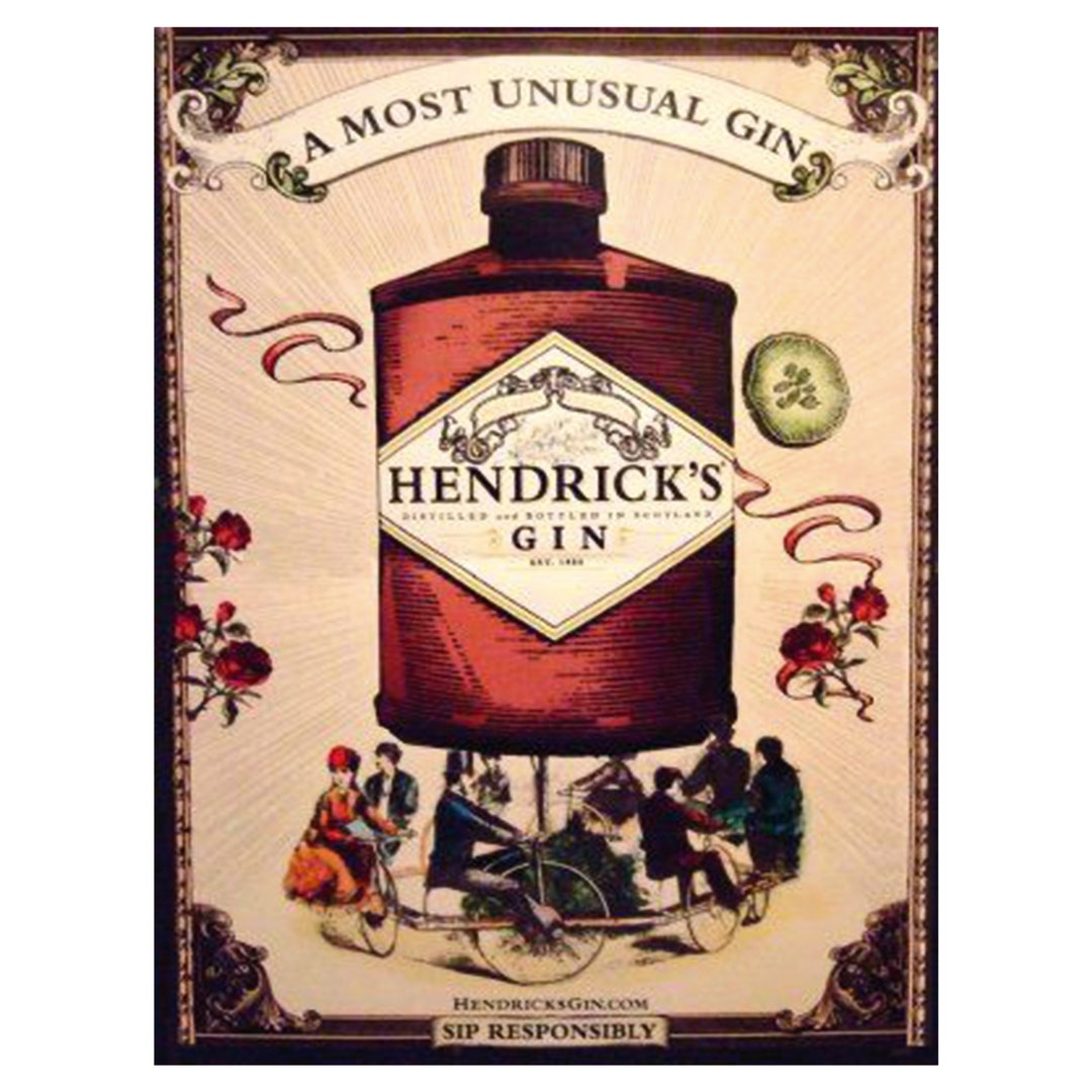 Hendricks Gin Bottle Tin Metal Sign Tin Metal Sign Old Sign Classic