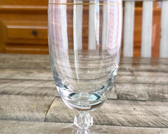 Westchester Iced Tea Glass by Tiffin Franciscian #17679 Heavy Gold Rim 6.75”