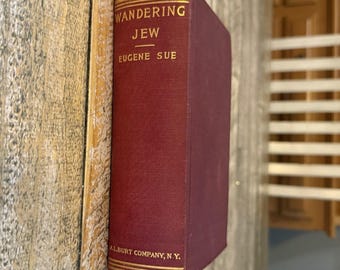 El judío errante de Eugene Sue, libro antiguo de tapa dura, edición de un solo volumen, novela.