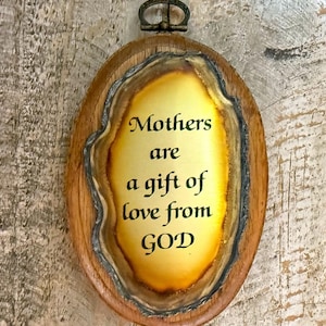 Vintage Mother Wood Brass Plaque Gift From God Wall Hanging Mother’s Day Gift 5”