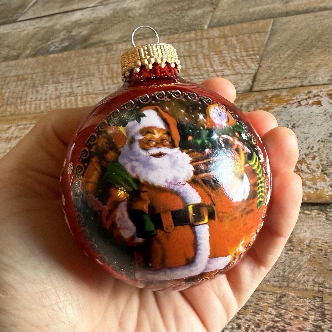 Krebs Glass Santa Ornament Vintage Style Merry Christmas 2.5” - Etsy