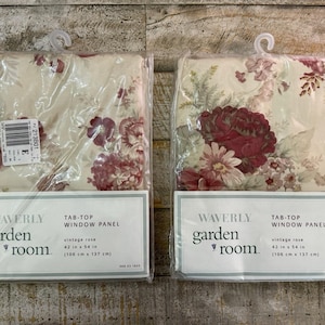 Waverly Garden Room Vintage Rose Curtain Panels Set Of 2 Tab Top 42” X 54”