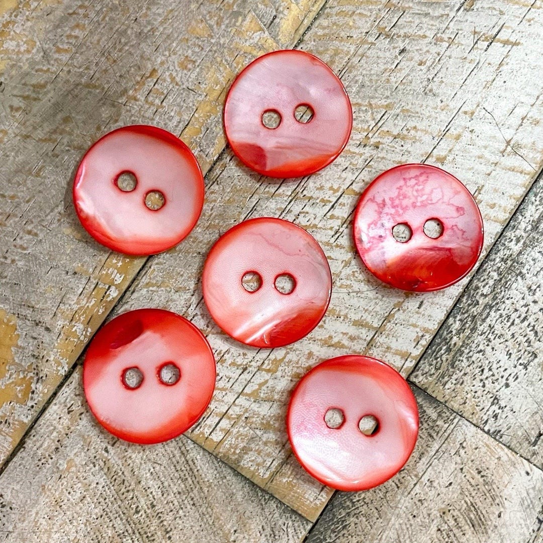 Watermelon Buttons Red Mother of Pearl Buttons Set Lot of 6 Large 1.5” Dyed Watermelon Red ...