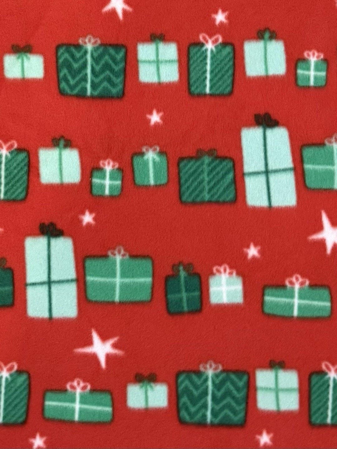 Joann Fabrics Blizzard Fleece Fabric Christmas Presents Red Green 44 ...
