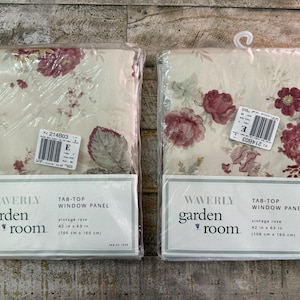 Waverly Garden Room Vintage Rose Curtain Panels Set Of 2 Tab Top 42” X 63”