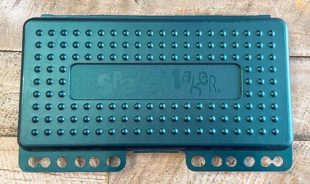 Spacemaker Pencil Box for Binder Metallic Green Teal With Holes Vintage ...