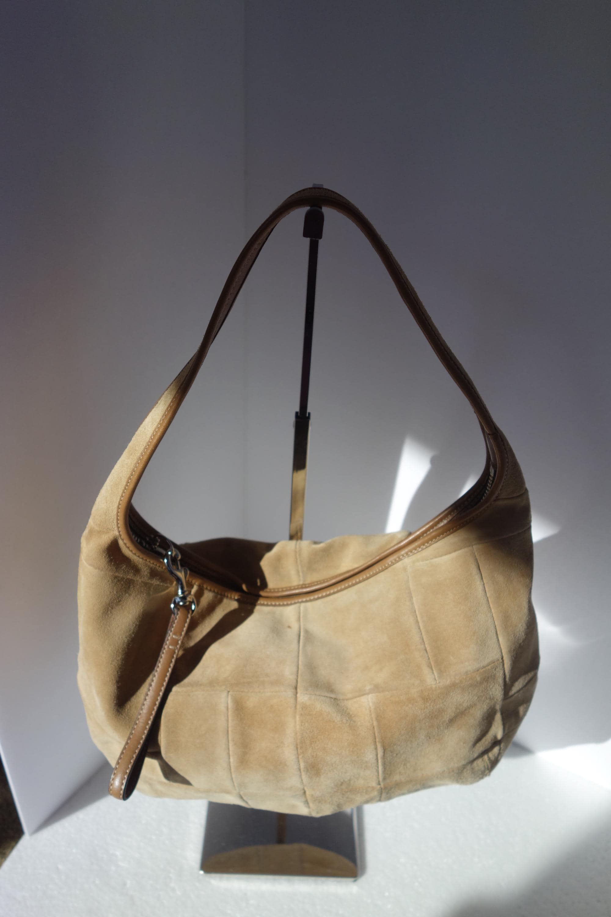 COACH Vintage Tan Patchwork Suede Hobo Ergo Bag Leather Trim