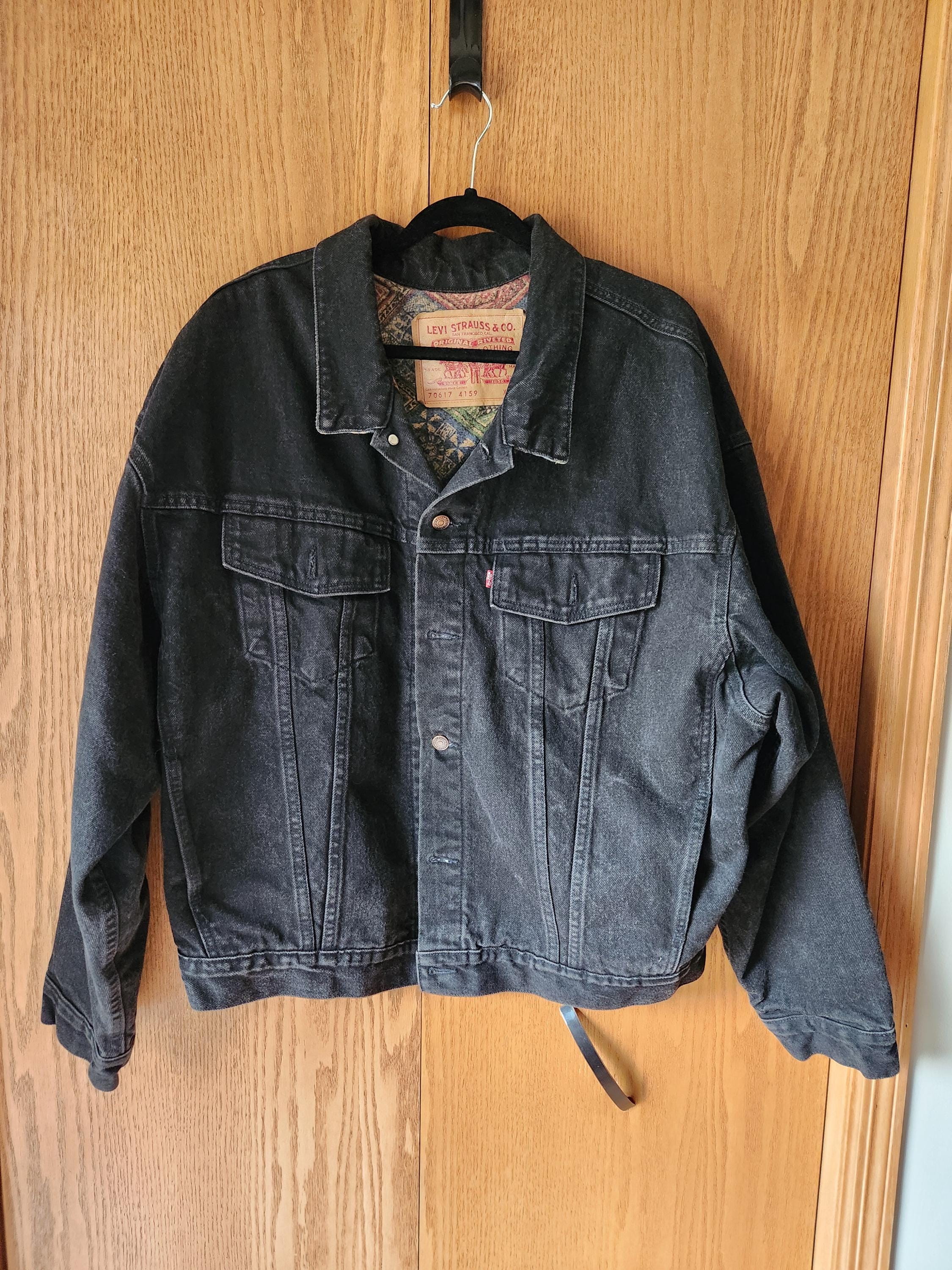 Levis Black Denim Jacket - Etsy
