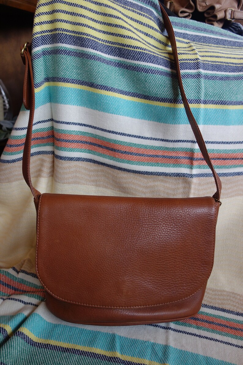 Vintage 90s COACH Sonoma Flap Large Bag British Tan Pebbled Full Grain