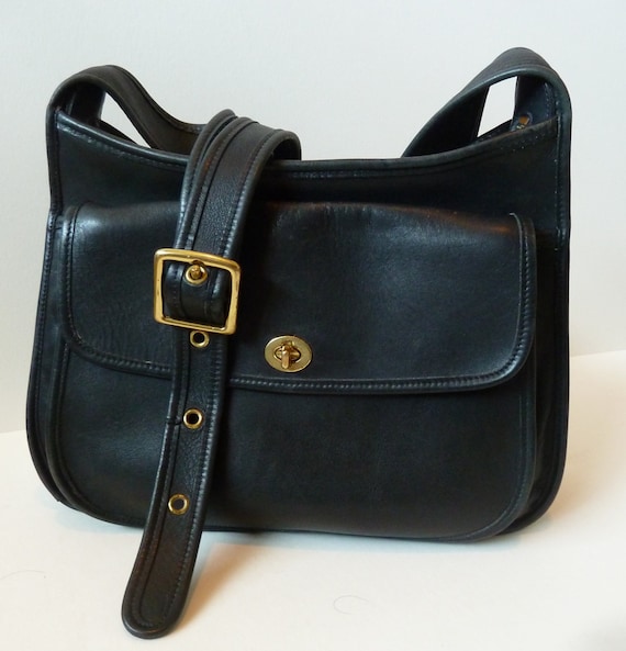 【海外 正規品】 Large Leather Heavy Black 9980 Taft Coach Vintage Classic バッグ