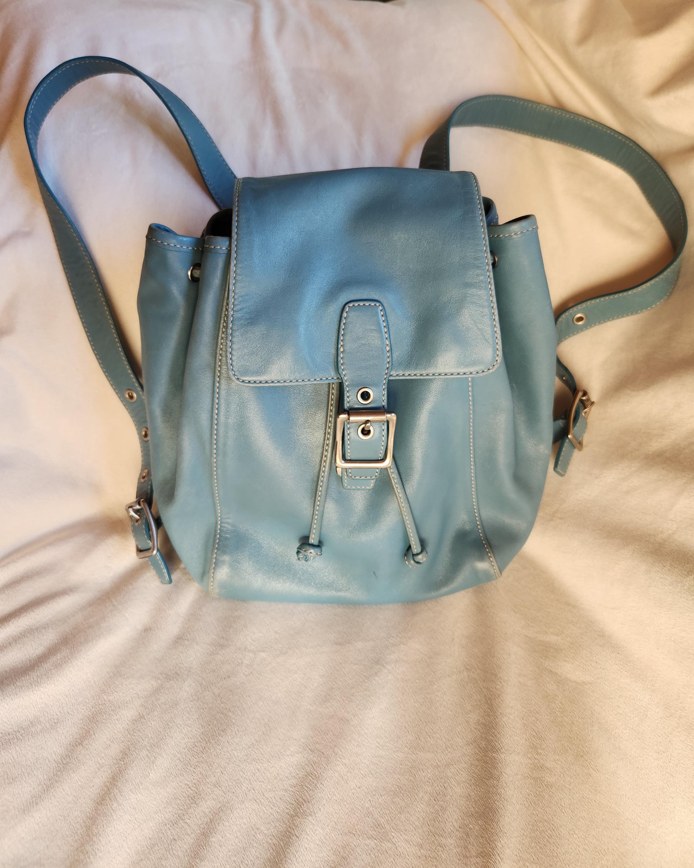 COACH Legacy Y2K Drawstring Blue Backpack Daypack Soft 