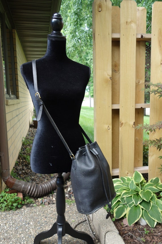 Vintage COACH Nicholas Drawstring Duffel Black 9946 United States Heavy Leather Etsy