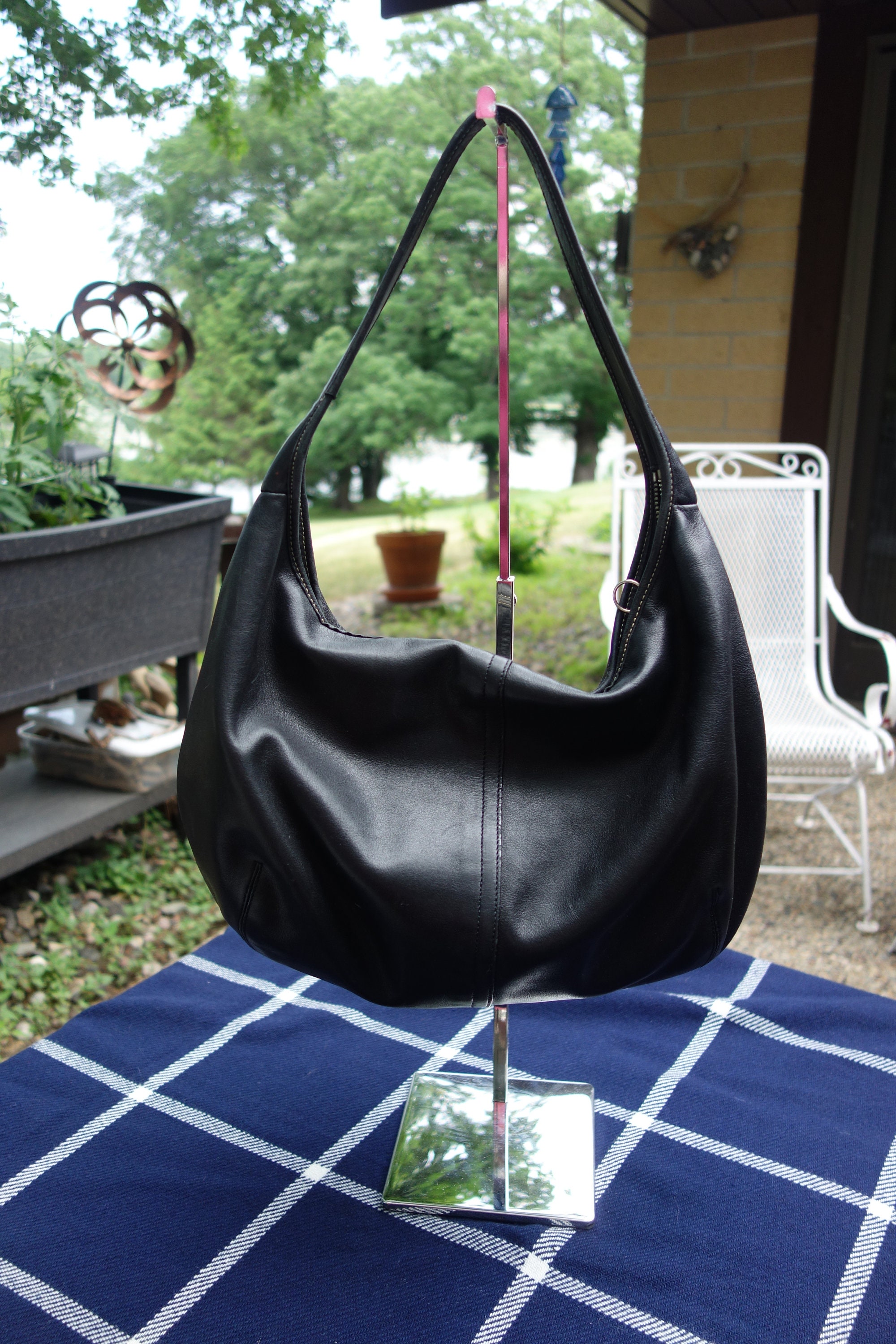 Coach Pennie Shoulder Bag Black Leather Large