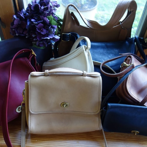 Coach Signature Stripe Baguette Demi Bag Suede and Fabric Brown