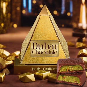 Virale Dubai Chocolade Pistache Crème Vulling | Internetberoemd trending-dessert | Premium chocoladereep | Luxe zoete lekkernij uit het Midden-Oosten