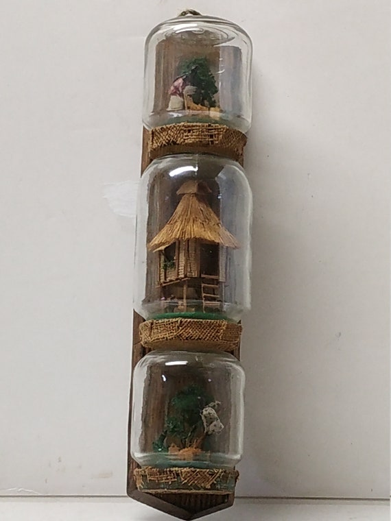 Vintage Philippines Micro Mini Bottle Art Village Wall | Etsy