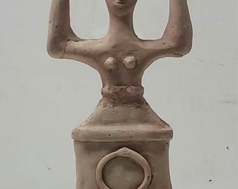 Minoan Poppy Snake Ouroboros Goddess Statue by,,Artist &quot; THL &quot;,8.5&quot;x4&quot;,Collectors