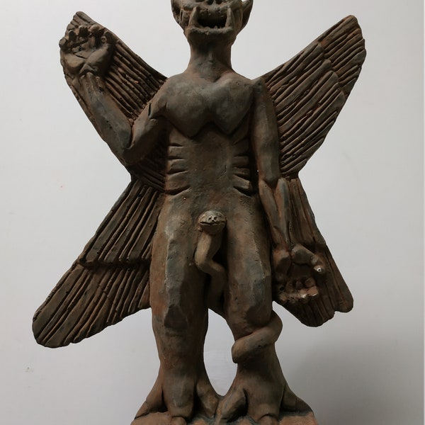 The Dark Pazuzu Demon Statue by Artist " Ting Hua Liu ",11"x8"x2",Collector