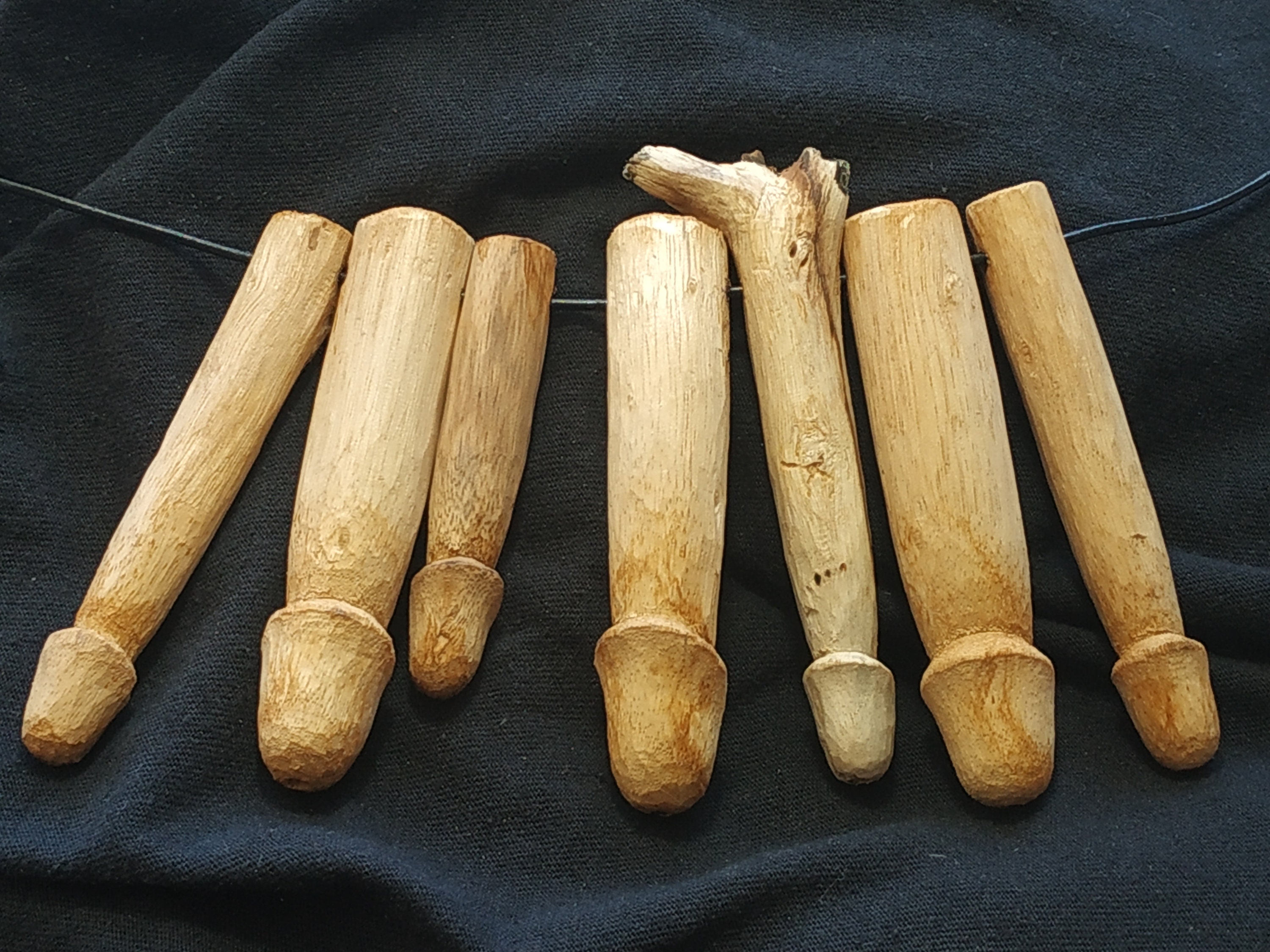 Buddhist Good Luck Bodhi Wooden Paladkik Phallics by Artist " Ting Hua Liu ",3.5"Buddhism,