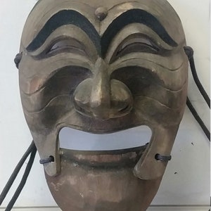 Vintage Old  Korean Hahoetal Wood Mask,9&quot;x5.5&quot;,Collectors