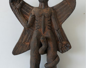 Original Large Powerful Pazuzu Demon Sculpture by Artist " Ting Hua Liu ",18.5"x12"x2.25",Collector Piece