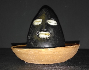 The Black Elegua Eleggua Head,Santeria The Religion,3.75"x3.5"