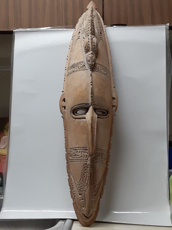 Vintage Papa New Guinea Wood Mask,28"x6",Collector